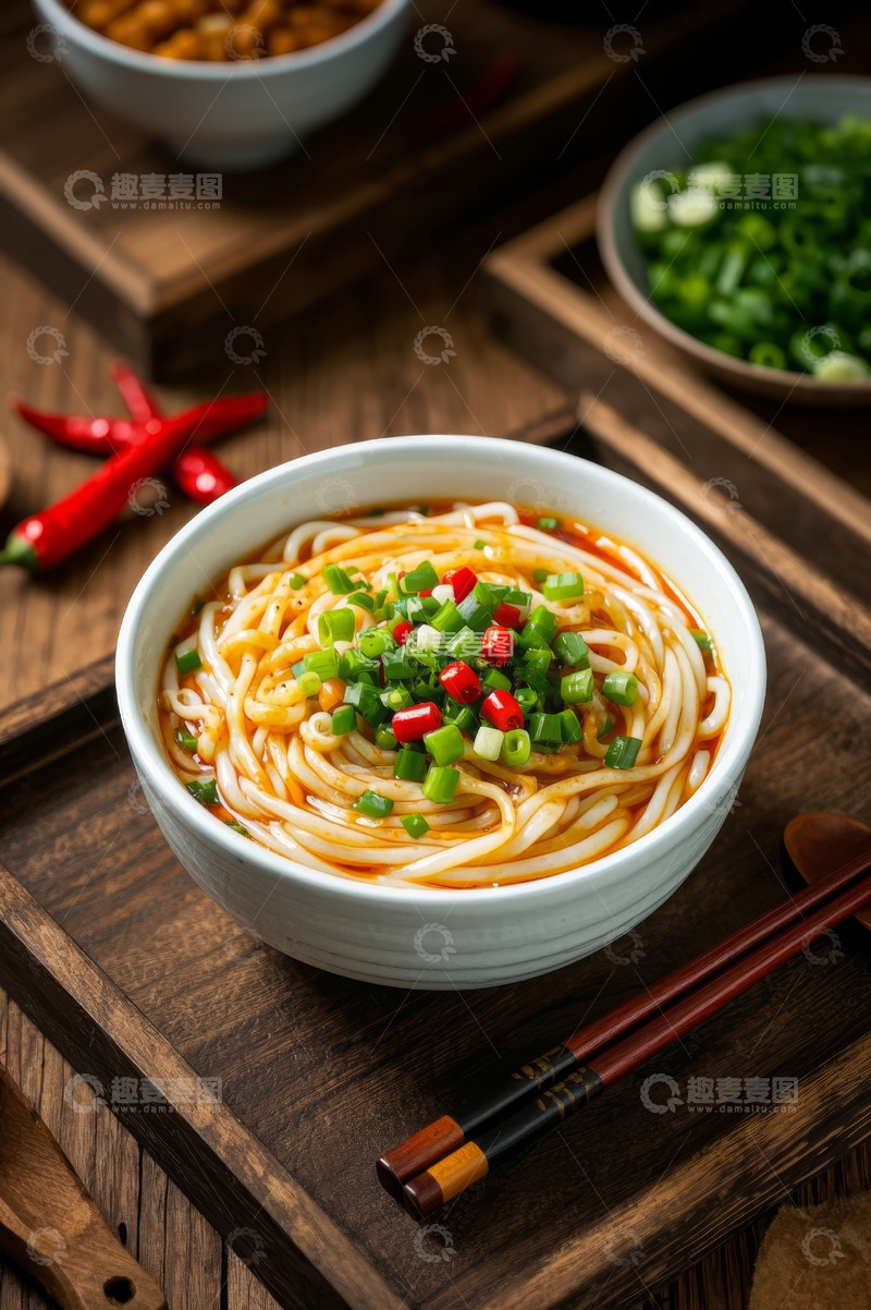 高清大图下载【趣麦麦图】碗装米粉搭配葱花辣椒特写