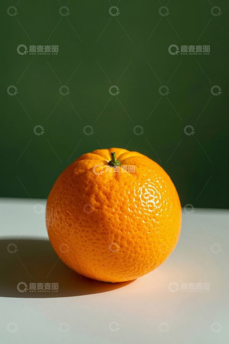 高清大图下载【趣麦麦图】绿色背景下的新鲜橙子