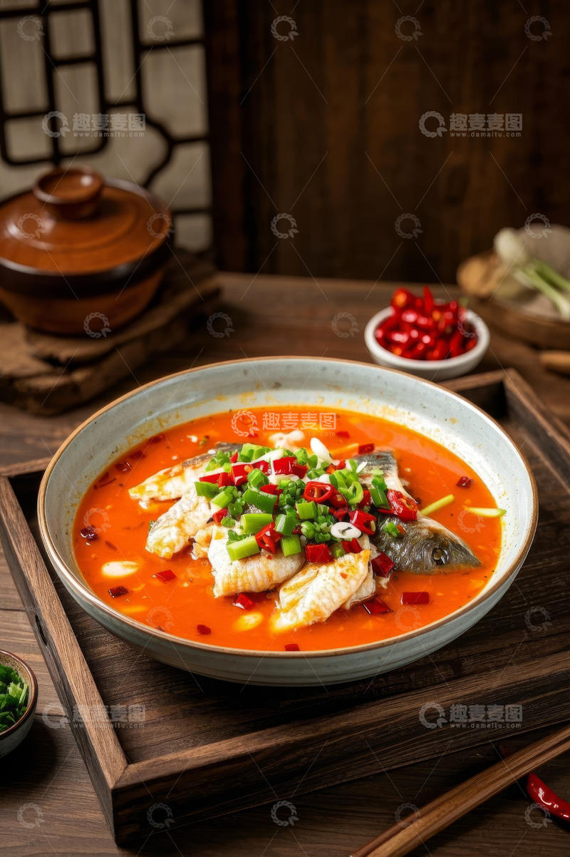 高清大图下载【趣麦麦图】中式风格水煮鱼片美食特写