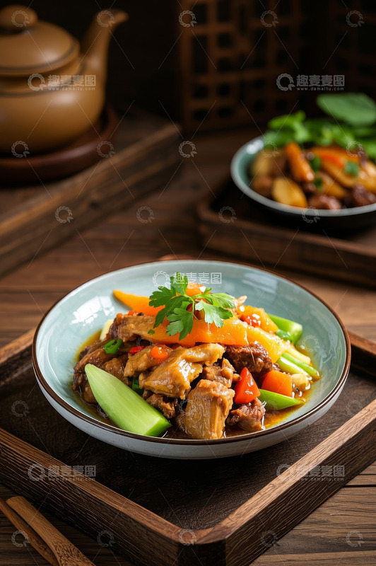 中式菜肴摆盘特写