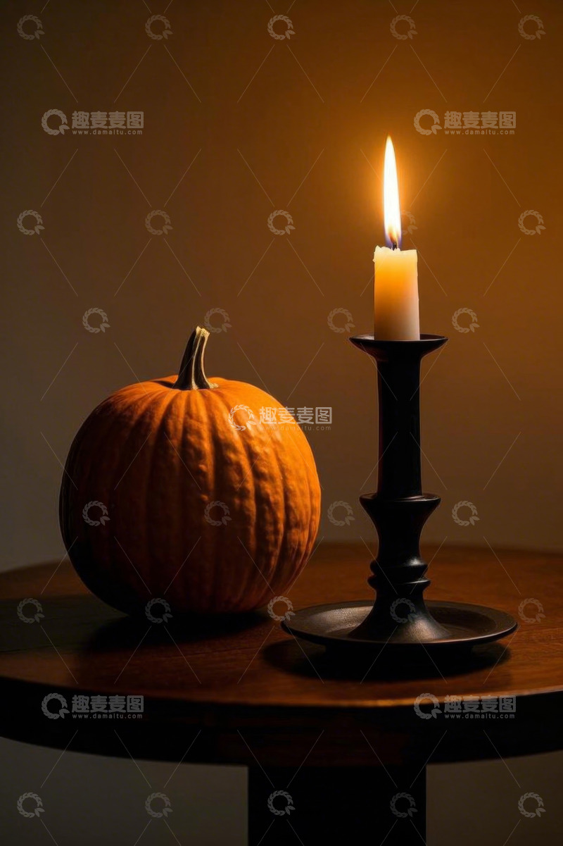高清大图下载【趣麦麦图】南瓜蜡烛万圣节装饰场景