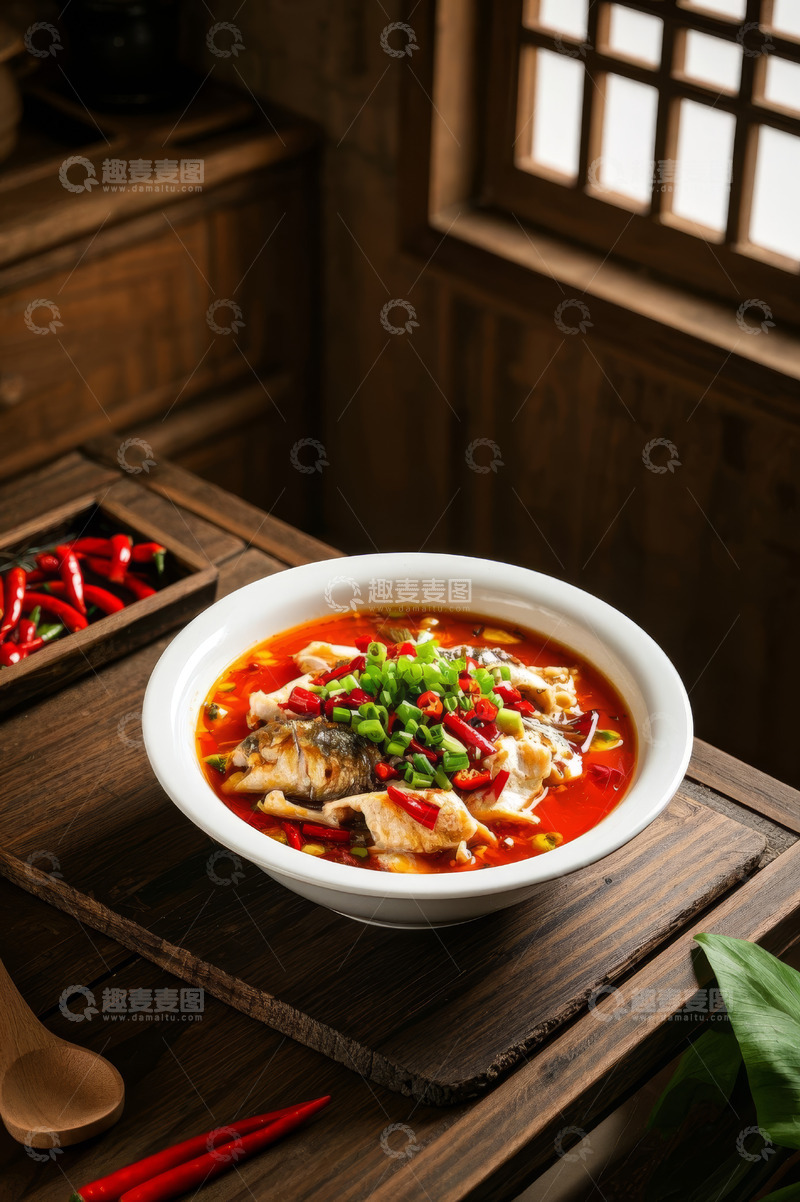 高清大图下载【趣麦麦图】中式风格碗装麻辣鱼片