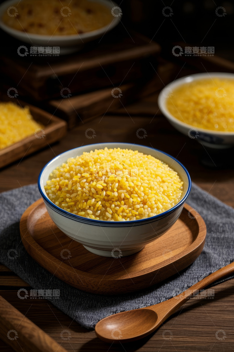 高清大图下载【趣麦麦图】碗装黄小米特写