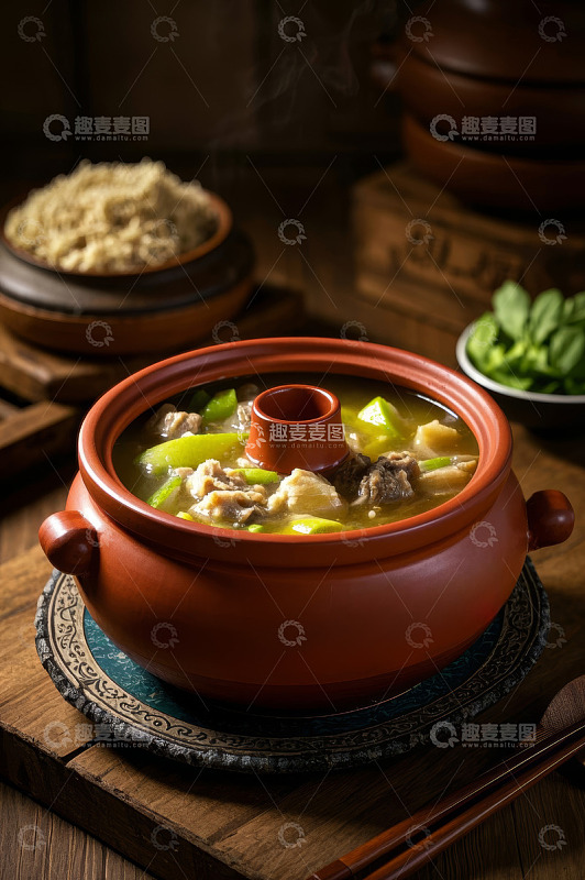 陶制砂锅中炖煮的美味菜肴