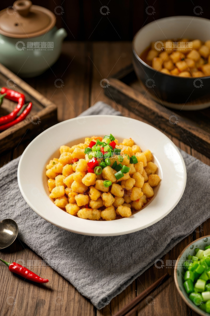 高清大图下载【趣麦麦图】中式菜肴豆腐泡摆拍画面