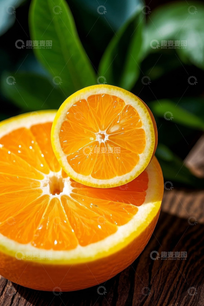高清大图下载【趣麦麦图】切开的新鲜橙子特写