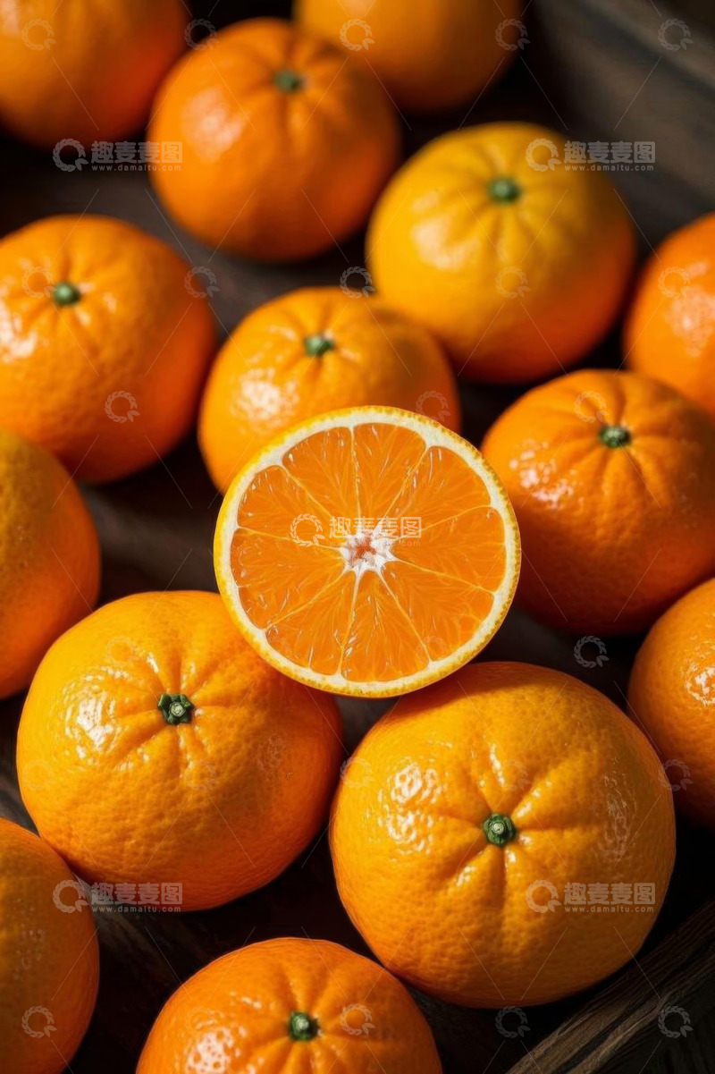 高清大图下载【趣麦麦图】摆放整齐的新鲜橘子