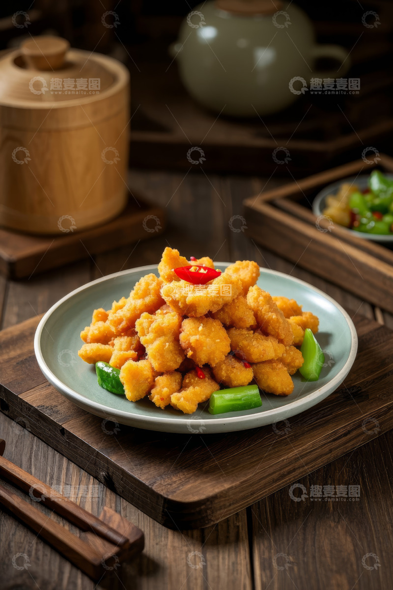 高清大图下载【趣麦麦图】中式餐桌上的油炸美食
