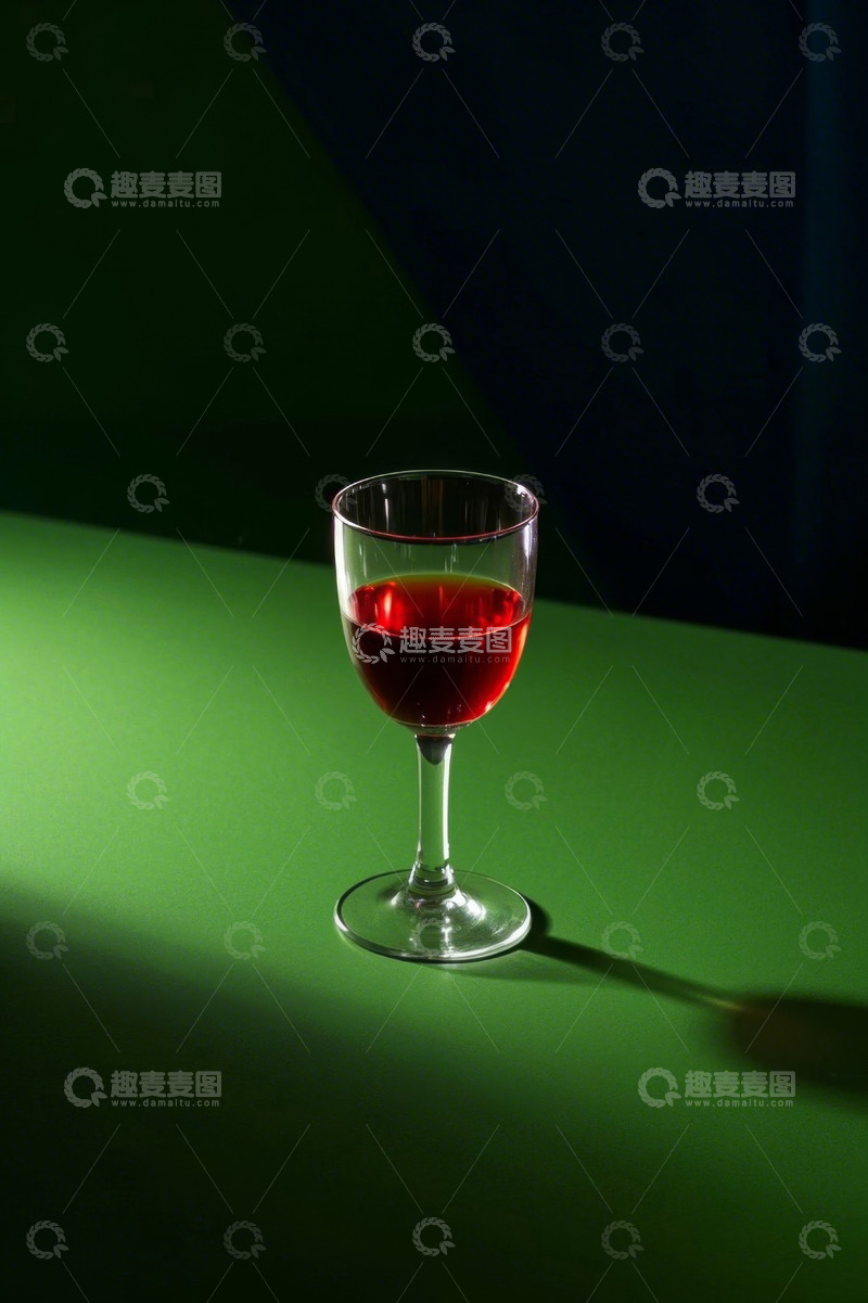 高清大图下载【趣麦麦图】绿色背景上的红酒杯