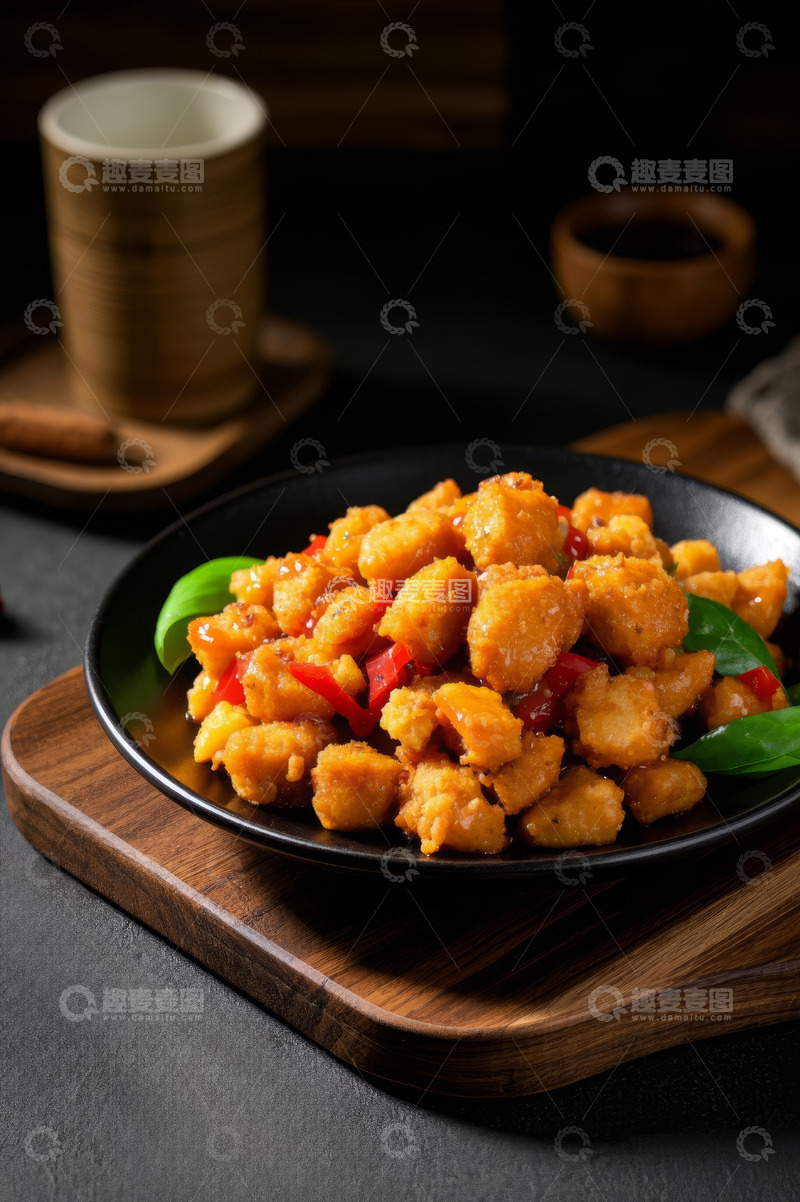 高清大图下载【趣麦麦图】盘中美味的香辣炸鸡块