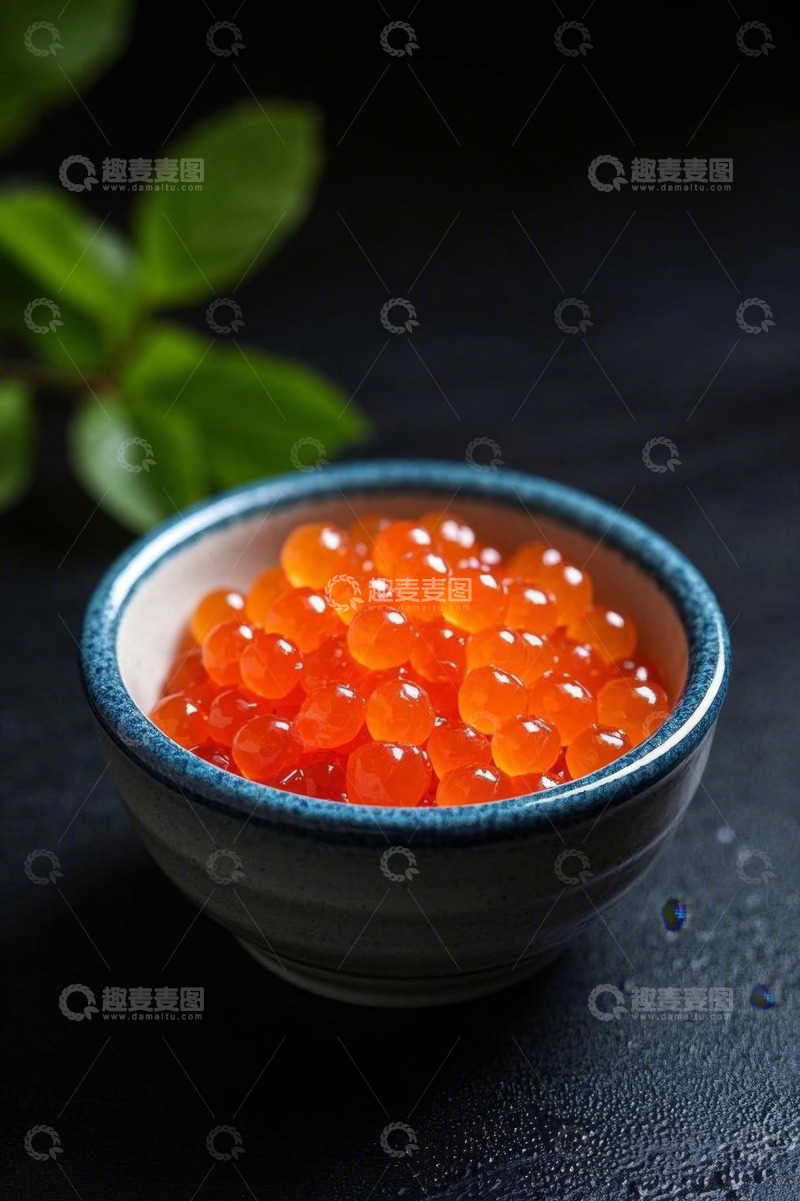 高清大图下载【趣麦麦图】碗装红色鱼子酱特写