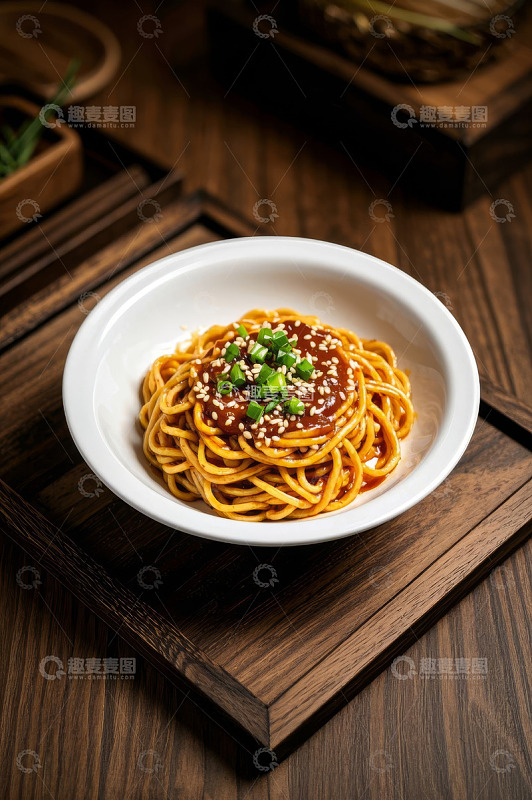 白色碗装美味面条特写
