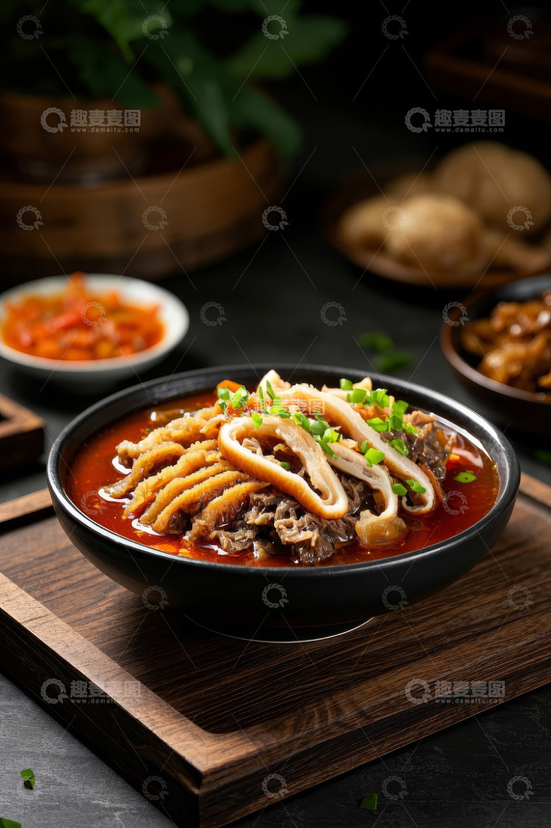 红汤毛肚美食特写