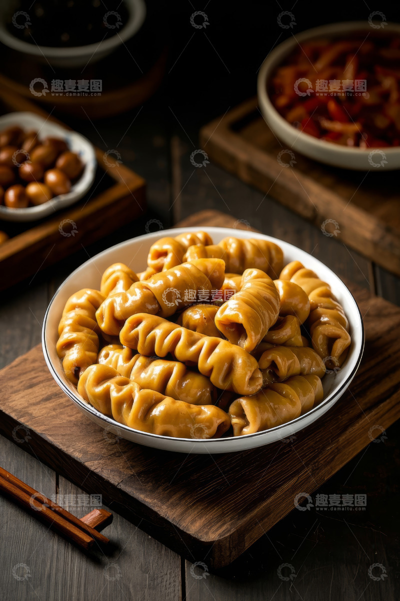 高清大图下载【趣麦麦图】碗装卤味猪大肠美食特写