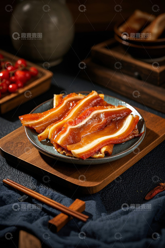 中式腊肉摆盘特写
