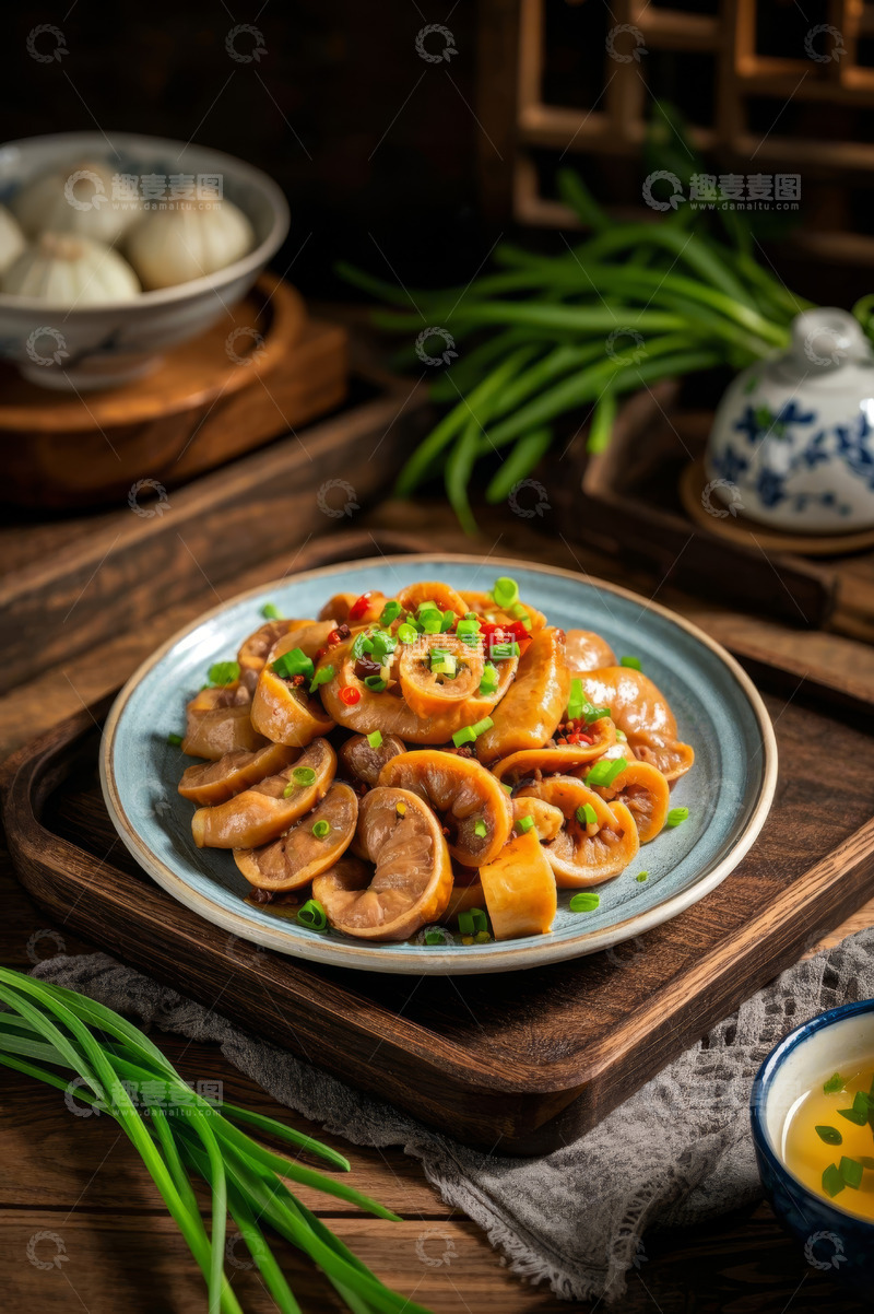 高清大图下载【趣麦麦图】中式摆盘卤味猪尾美食特写