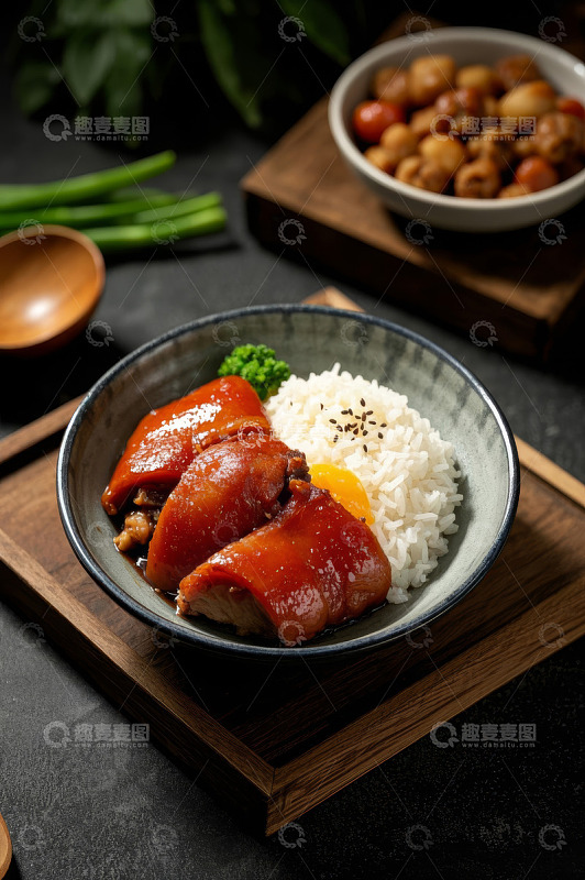 红烧猪蹄盖浇饭美食摄影