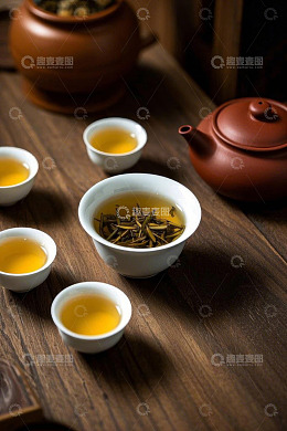 茶具与茶汤的静物展示