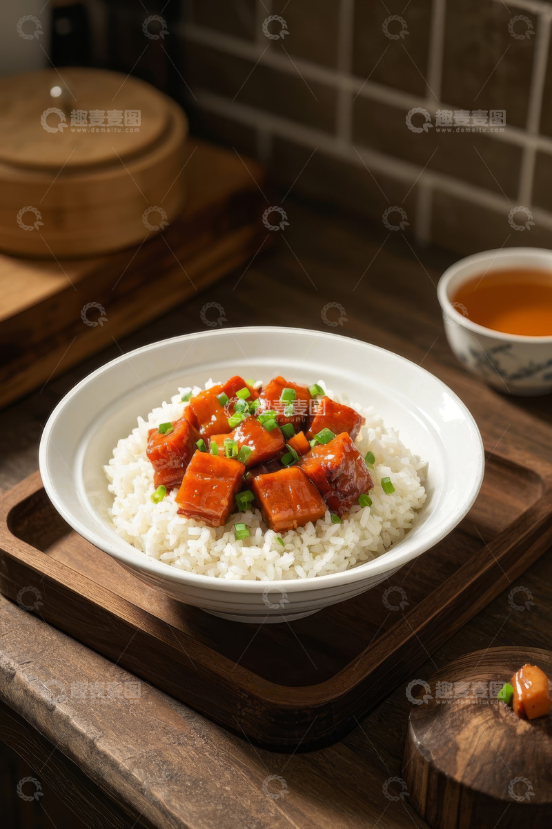 高清大图下载【趣麦麦图】红烧肉盖饭特写