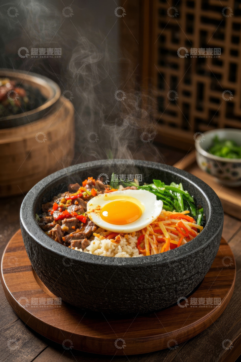 高清大图下载【趣麦麦图】石锅牛肉拌饭特写