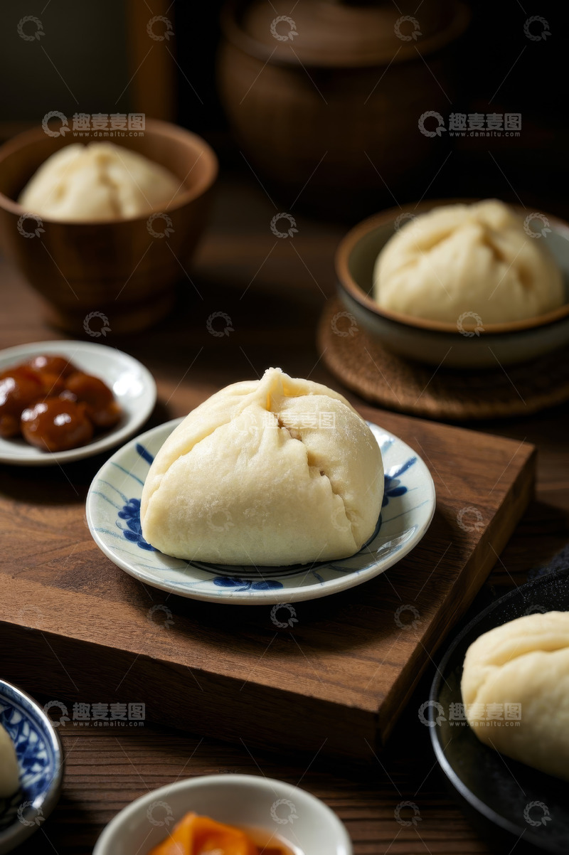 高清大图下载【趣麦麦图】中式面点鲜肉包子特写
