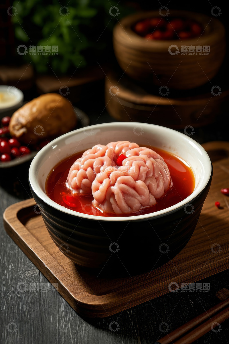 高清大图下载【趣麦麦图】碗装新鲜猪脑花特写