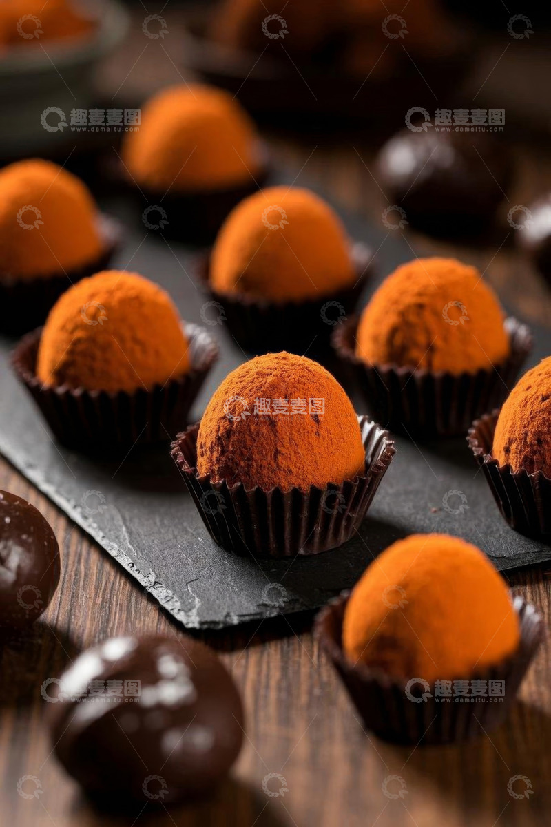 高清大图下载【趣麦麦图】摆放整齐的美味巧克力松露