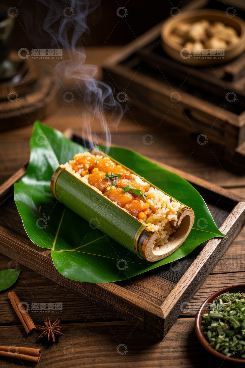 高清大图下载【趣麦麦图】竹筒装特色米饭美食静物图