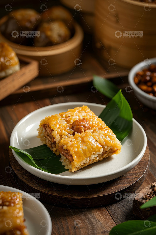 盘中美味糯米糕点特写
