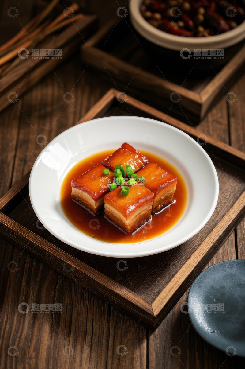 高清大图下载【趣麦麦图】盘中美味红烧肉特写