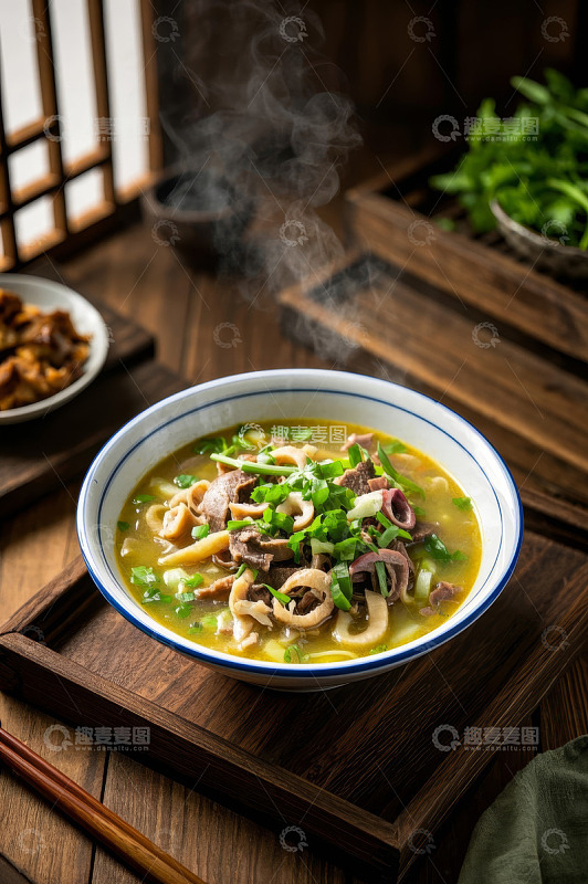 热气腾腾的特色牛杂汤美食