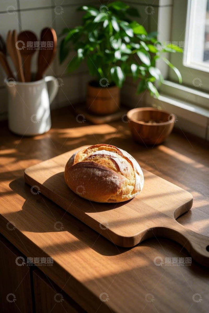高清大图下载【趣麦麦图】厨房台面上的新鲜面包