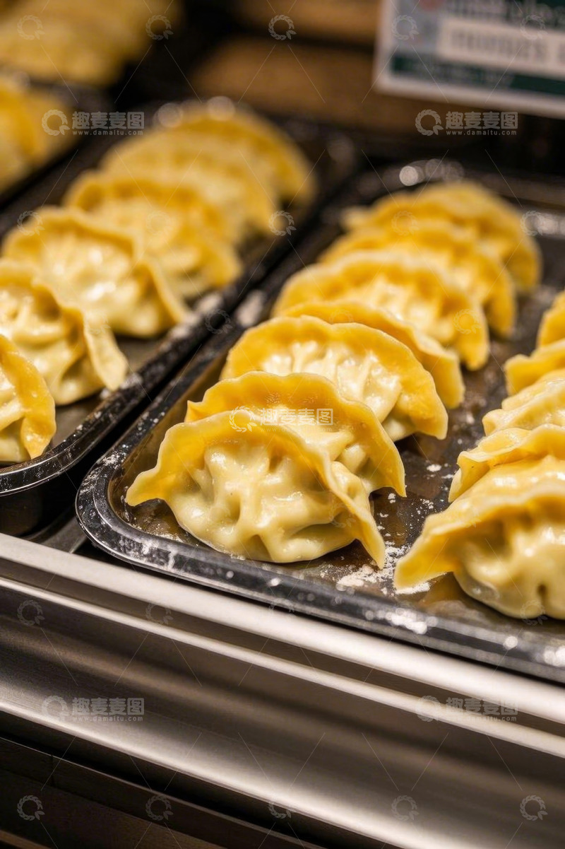 高清大图下载【趣麦麦图】展示柜中的手工饺子