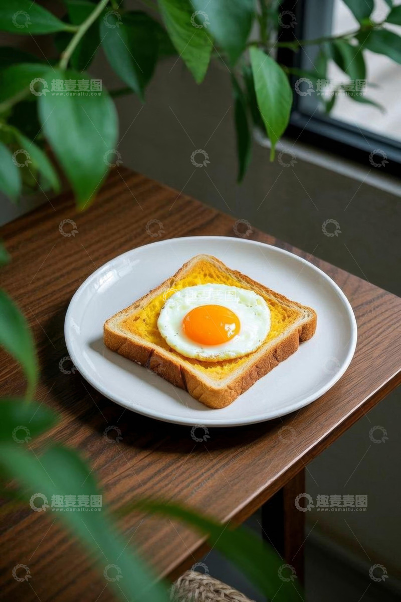 高清大图下载【趣麦麦图】盘中吐司配煎蛋早餐画面