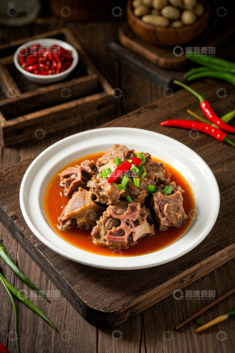 高清大图下载【趣麦麦图】中式酱汁排骨美食特写