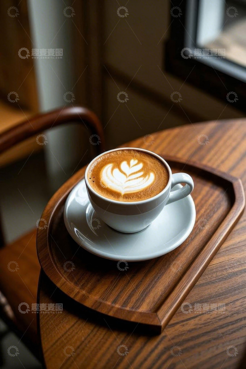 高清大图下载【趣麦麦图】咖啡馆桌上的拉花咖啡