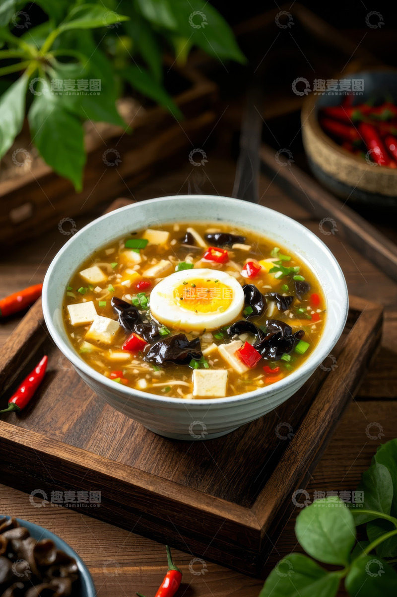 高清大图下载【趣麦麦图】碗装豆腐木耳鸡蛋汤美食