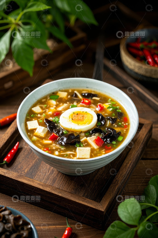 碗装豆腐木耳鸡蛋汤美食