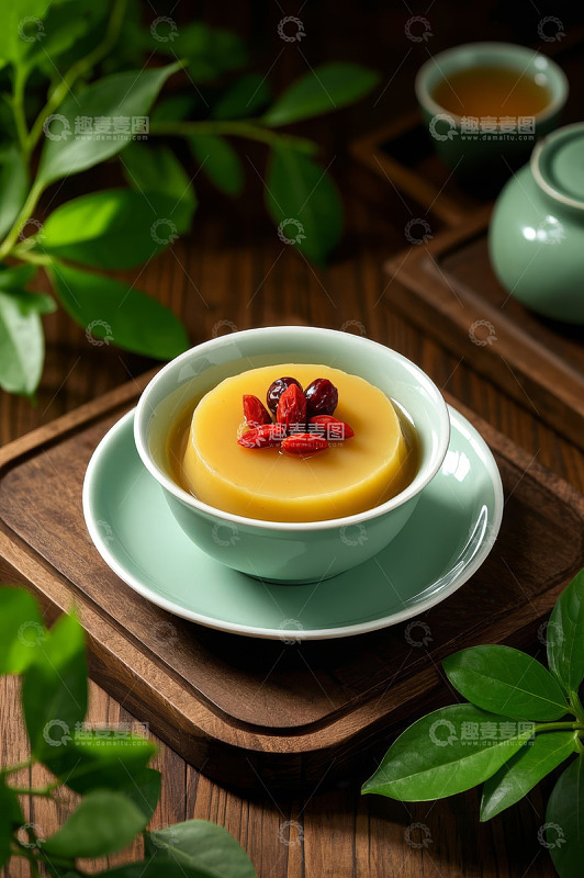 中式茶点搭配茶具特写