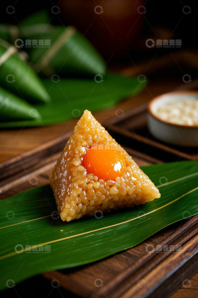 高清大图下载【趣麦麦图】蛋黄粽子特写