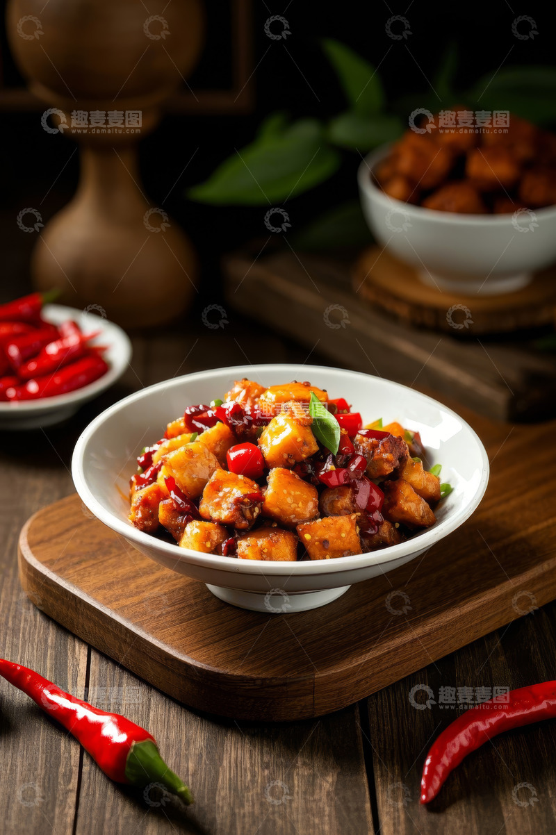 高清大图下载【趣麦麦图】碗装美味宫保鸡丁美食特写