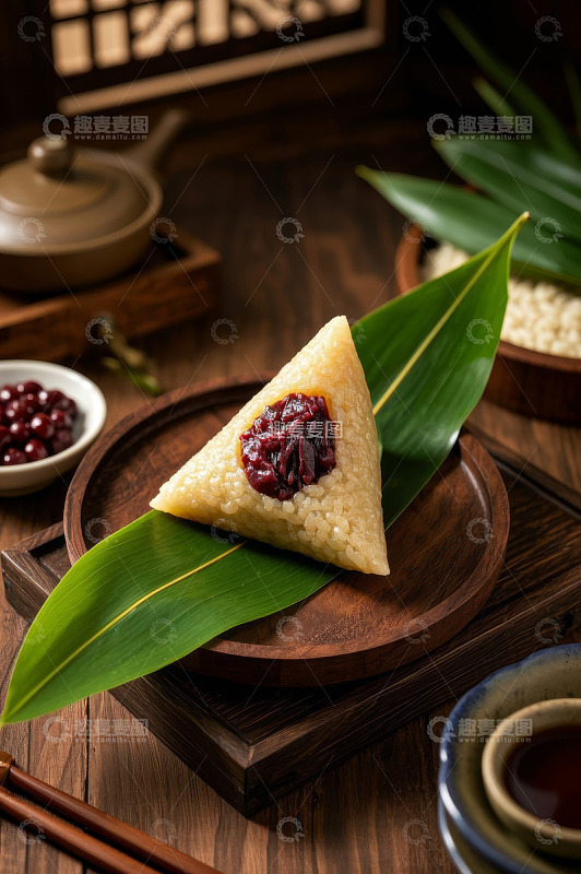 传统粽叶包裹的美味红枣粽子
