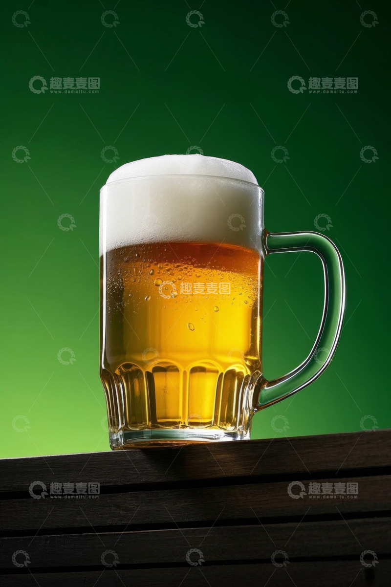 高清大图下载【趣麦麦图】木桌上的玻璃啤酒杯