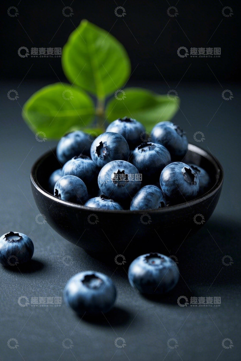 高清大图下载【趣麦麦图】碗装蓝莓静物特写