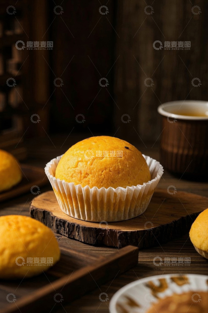 高清大图下载【趣麦麦图】木桌上摆放的美味烘焙面包