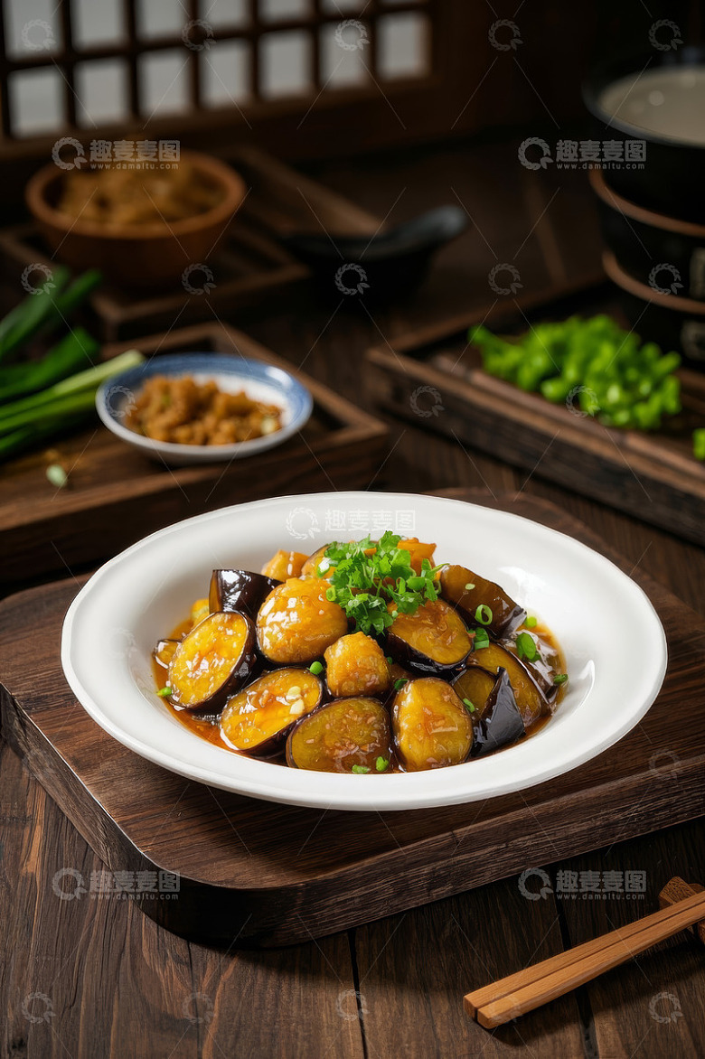 中式菜肴茄子美食特写