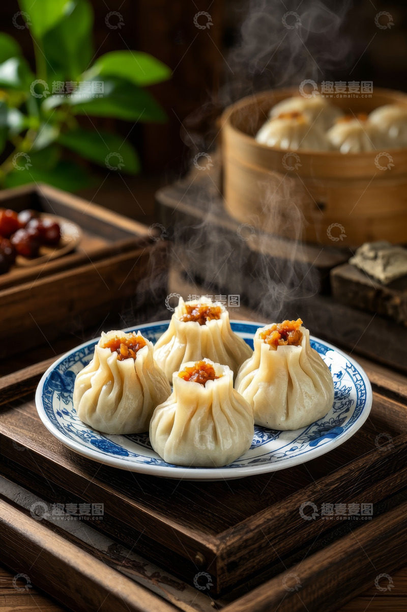 高清大图下载【趣麦麦图】中式面点小笼包特写
