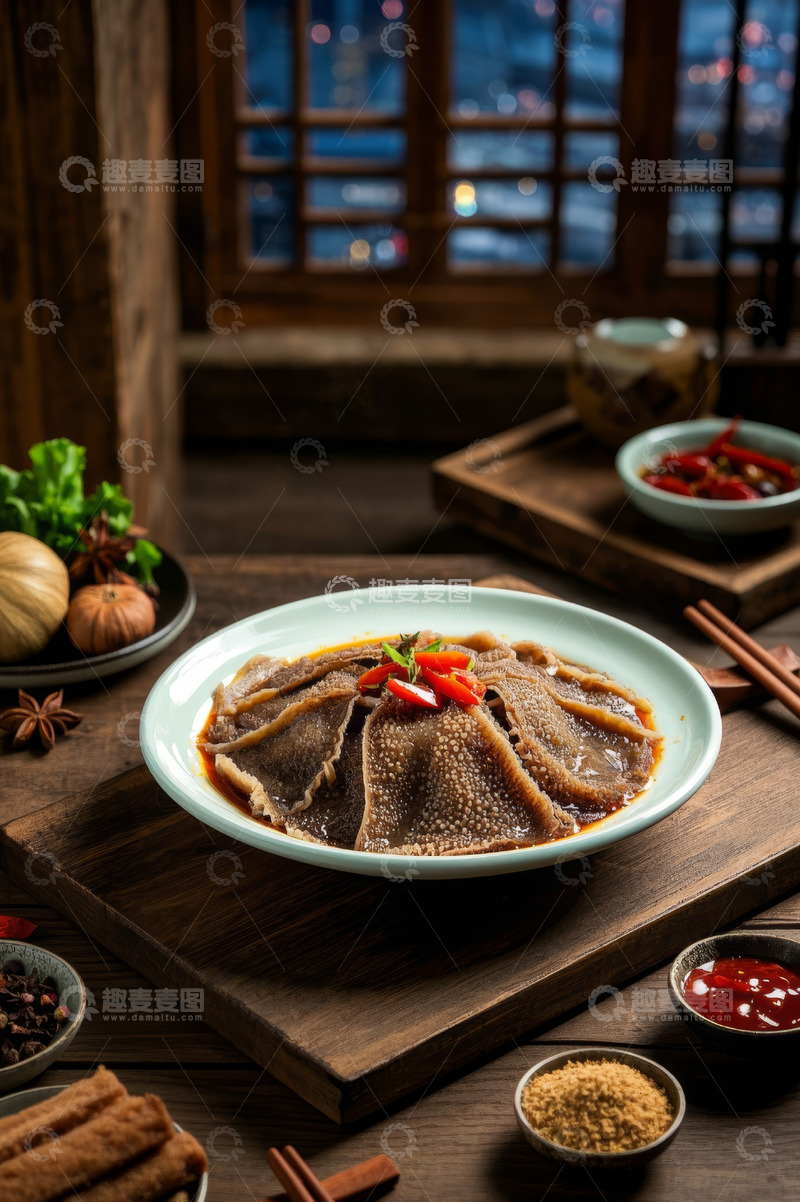 高清大图下载【趣麦麦图】中式餐厅里的特色毛肚美食