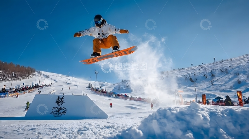 高清大图下载【趣麦麦图】滑雪板跳跃特技雪景运动摄影