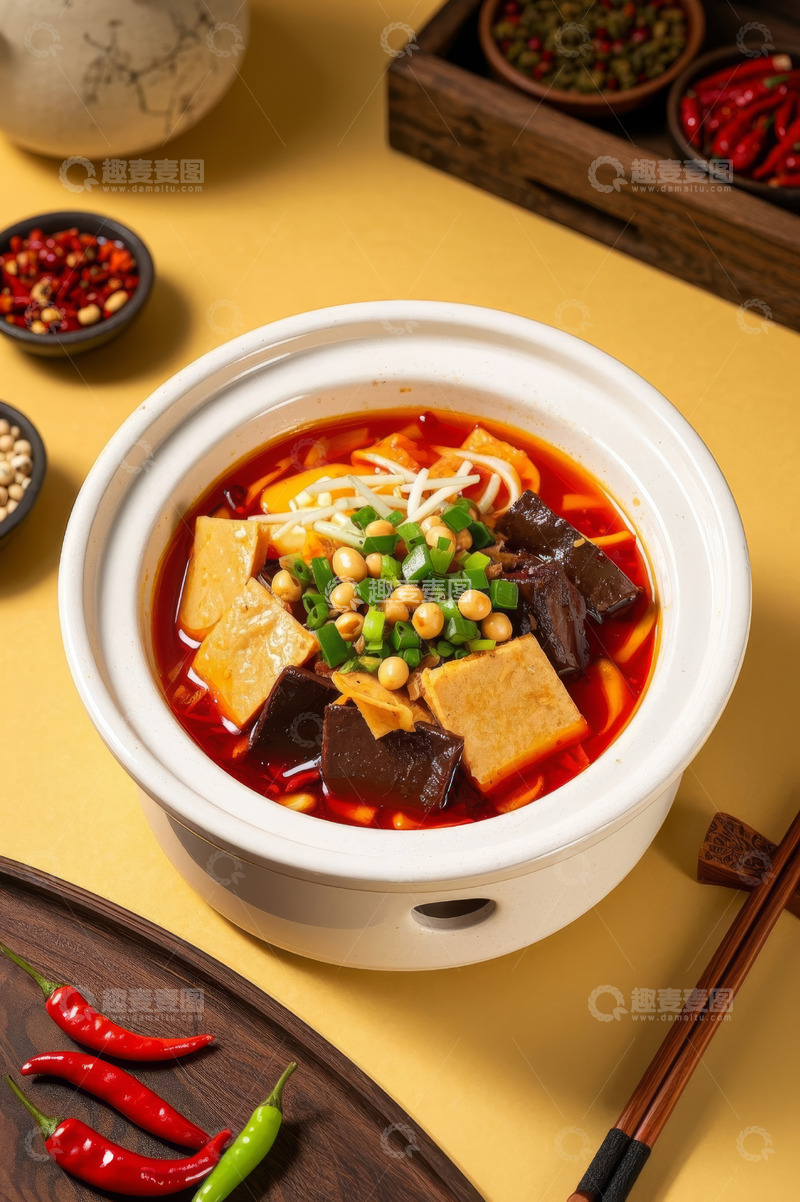 高清大图下载【趣麦麦图】特色豆腐血旺汤美食特写